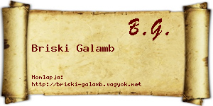 Briski Galamb névjegykártya